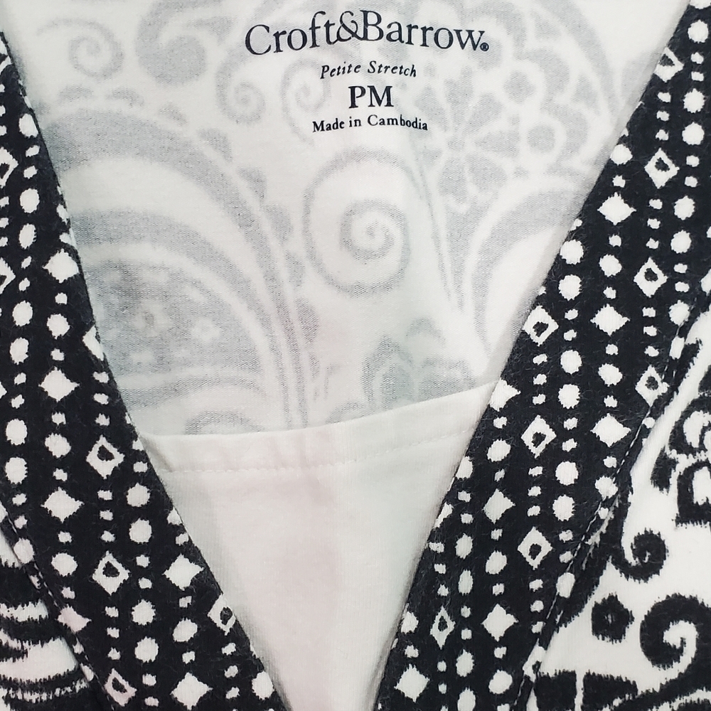 Blouse, Croft&Barrow, PM, black and white pattern